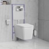 Wall Hung Toilet with Soft Close Seat Cistern Frame and Chrome Flush - Evan