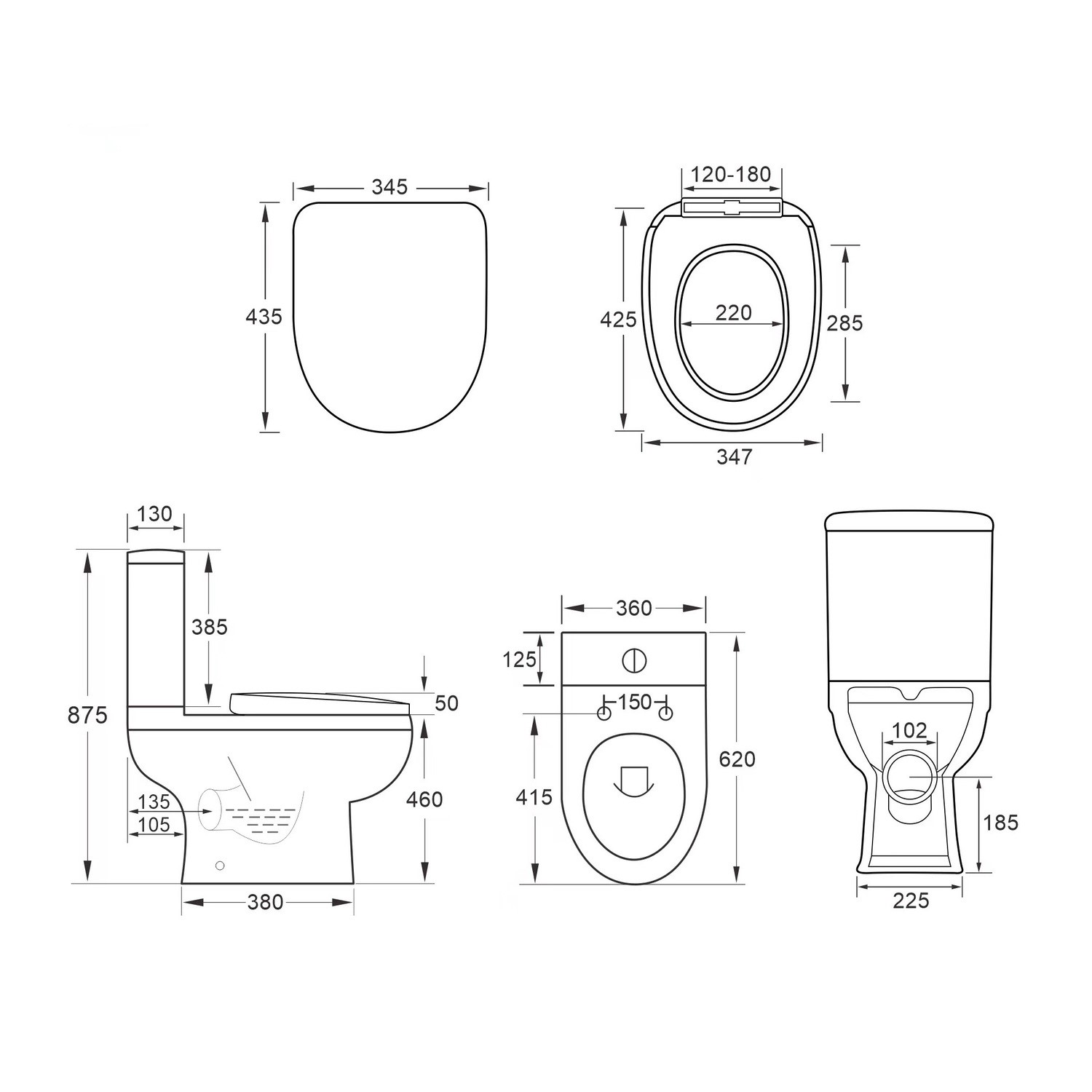 Close Coupled Comfort Height Toilet with Soft Close Seat Addison