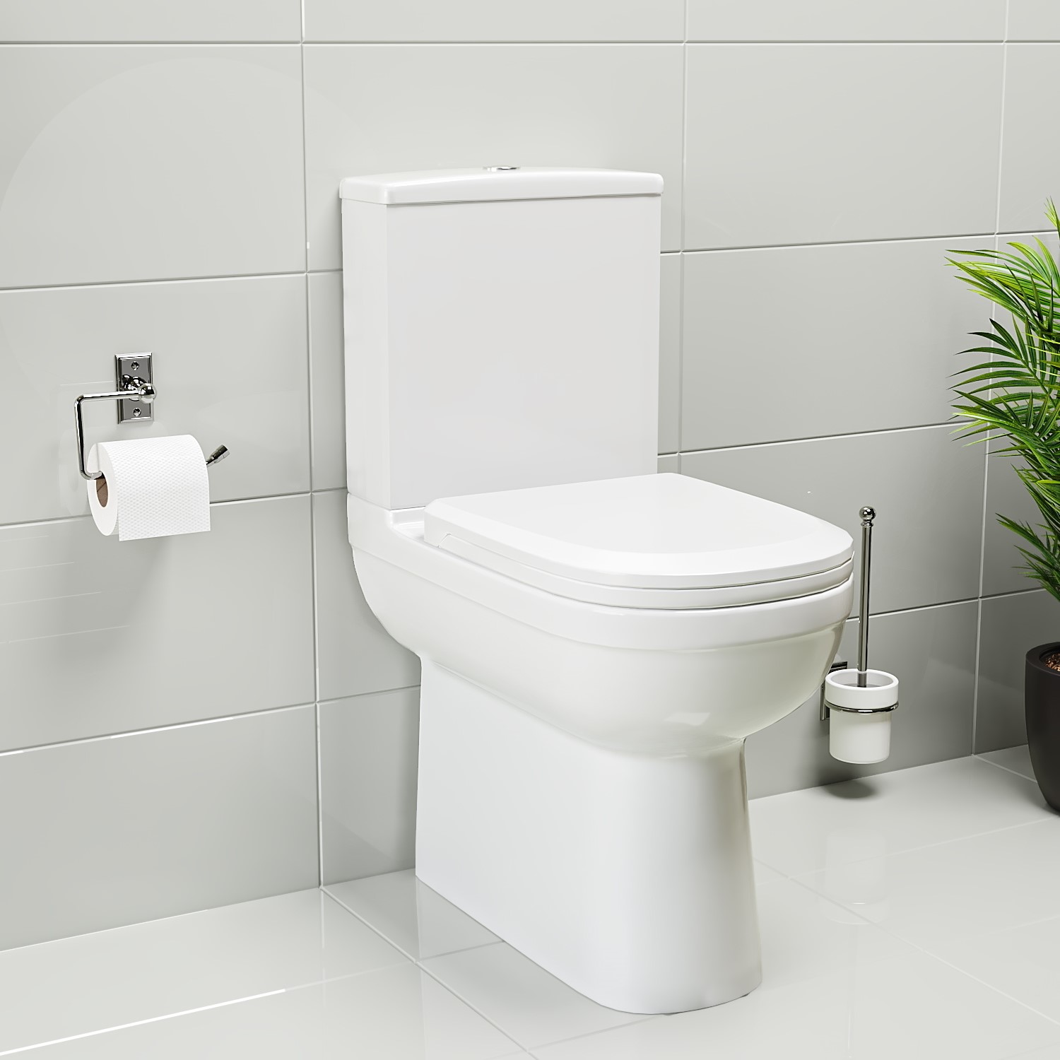 Close Coupled Closed Back Toilet with Soft Close Seat - Addison ...