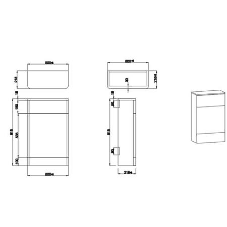 1100mm White Toilet and Sink Unit with Round Toilet and Black Flush - Portland