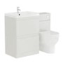 1100mm White Toilet and Sink Unit with Round Toilet and Chrome Flush - Portland