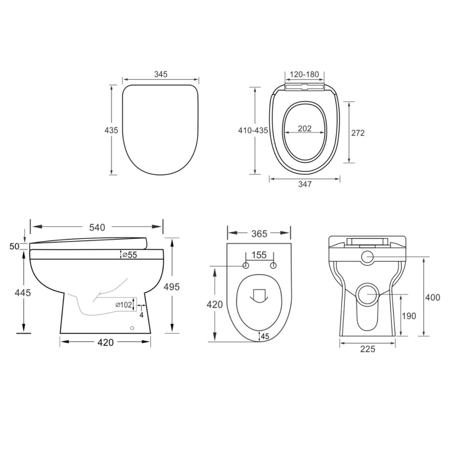 Back to Wall Comfort Height Toilet with Soft Close Seat - Addison