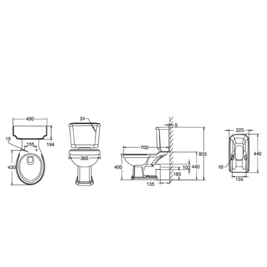 Traditional Close Coupled Toilet with Soft Close Seat - Park Royal