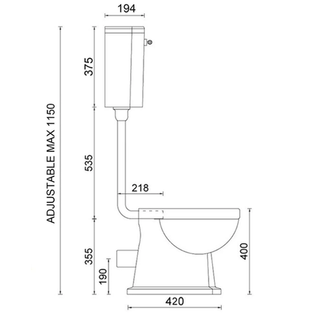 Close Coupled Traditional Low Level Short Projection Toilet with Wooden Soft Close Seat & Chrome Fittings - Park Royal
