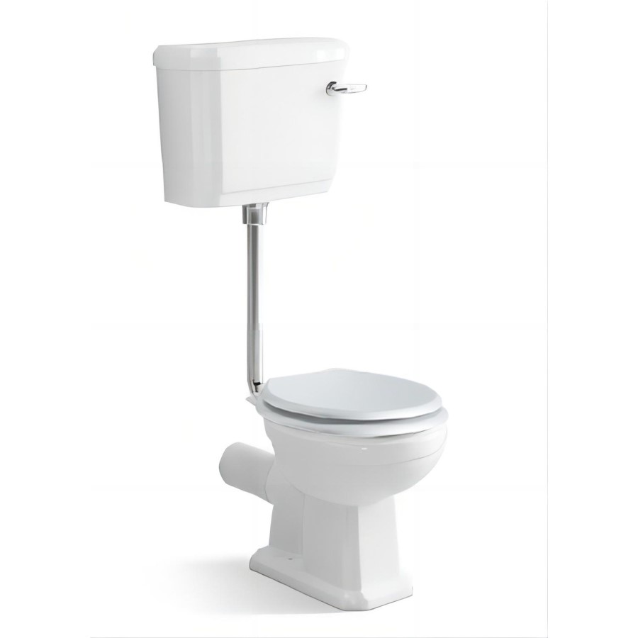 ONLY OPENED - Close Coupled Traditional Low Level Toilet with Wooden Soft Close Seat - Park Royal