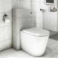 500m Concrete Effect Back to Wall Unit with Smart Bidet Toilet Round and Cistern - Sion  500m Concrete Effect Back to Wall Unit with Smart Bidet Toilet Round and Cistern - Sion