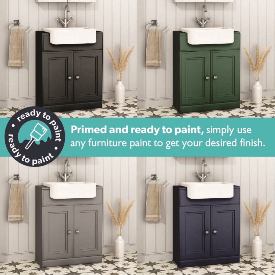 Grade A1 - 670mm Paintable Freestanding Vanity Unit with Basin - Westbury