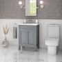 Grade A2 - 600mm Grey Freestanding Vanity Unit with Sink - Avebury