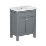 Grade A2 - 600mm Grey Freestanding Vanity Unit with Sink - Avebury