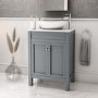 Grade A1 - 600mm Grey Freestanding Countertop Vanity Unit with Basin - Avebury