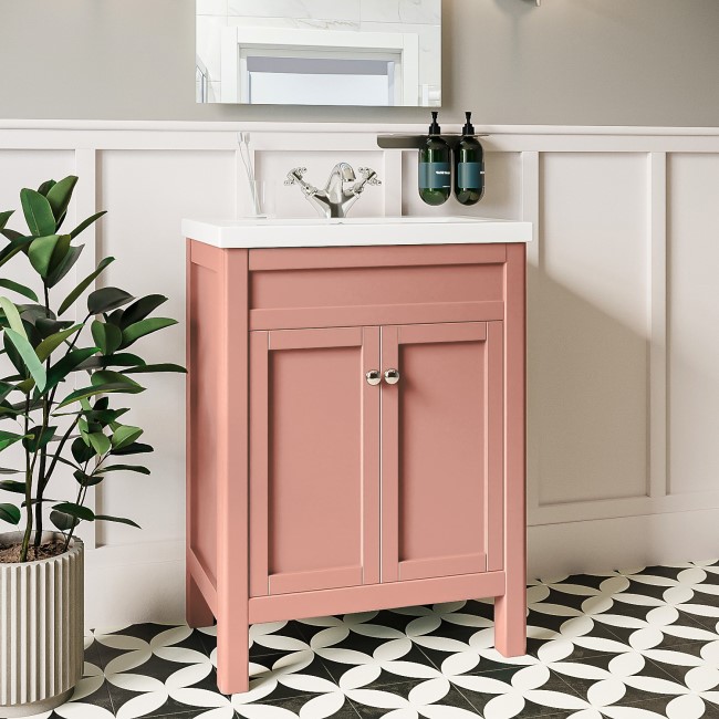 600mm Pink Freestanding Vanity Unit with Basin Avebury Better Bathrooms