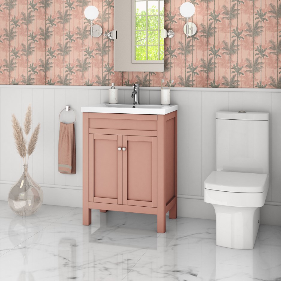 Avebury 600mm Basin Vanity Unit Salmon Pink Better Bathrooms