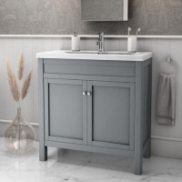GRADE A1 - 800mm Grey Freestanding Vanity Unit with Basin - Avebury