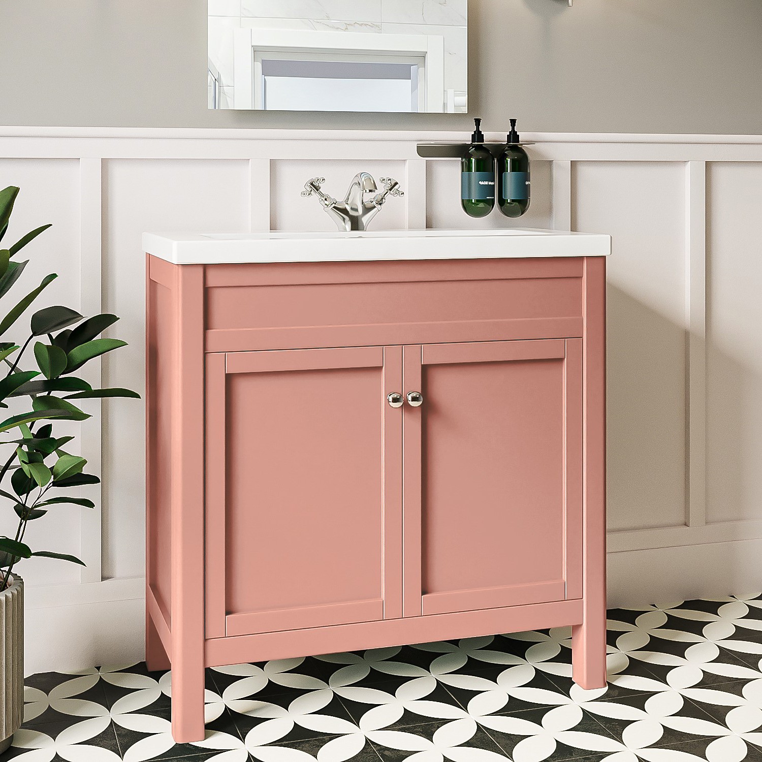 pix Pink Bathroom Vanity Unit 800mm pink freestanding vanity unit with basin avebury