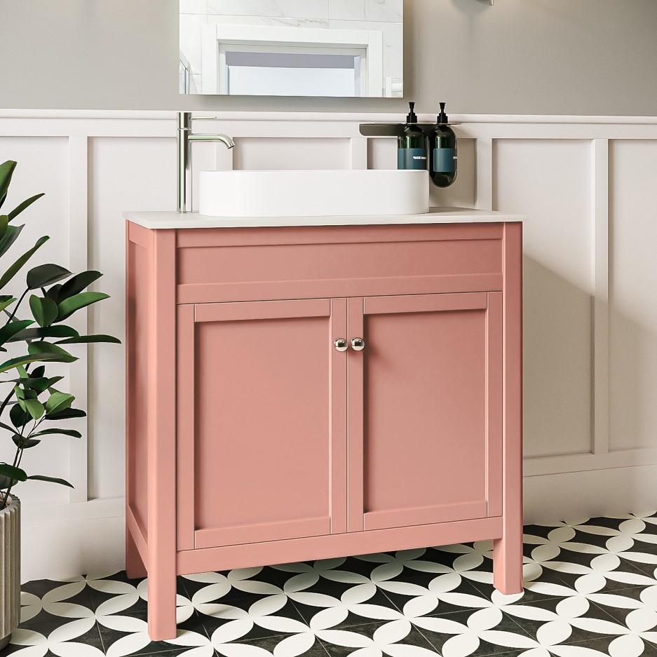 800mm Pink Freestanding Countertop Vanity Unit with Basin Avebury