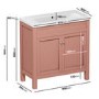 800mm Salmon Pink Freestanding Vanity Unit and Ashford Close Coupled Suite - Avebury
