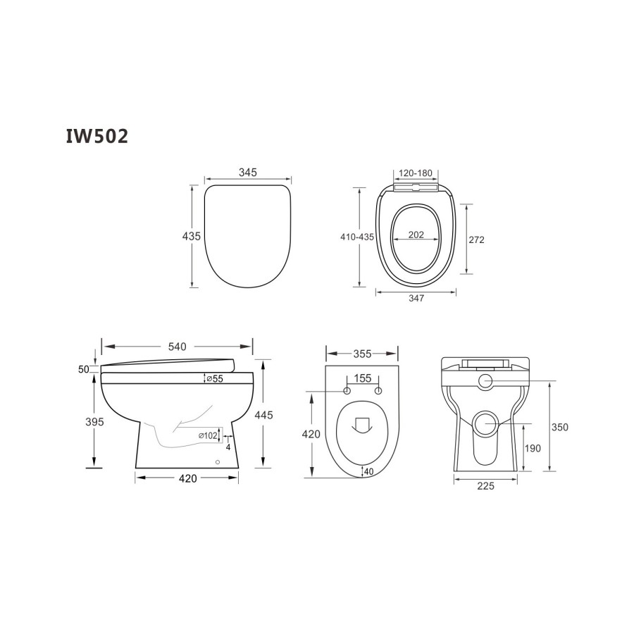 1200mm White Toilet and Sink Unit with Traditional Toilet - Westbury