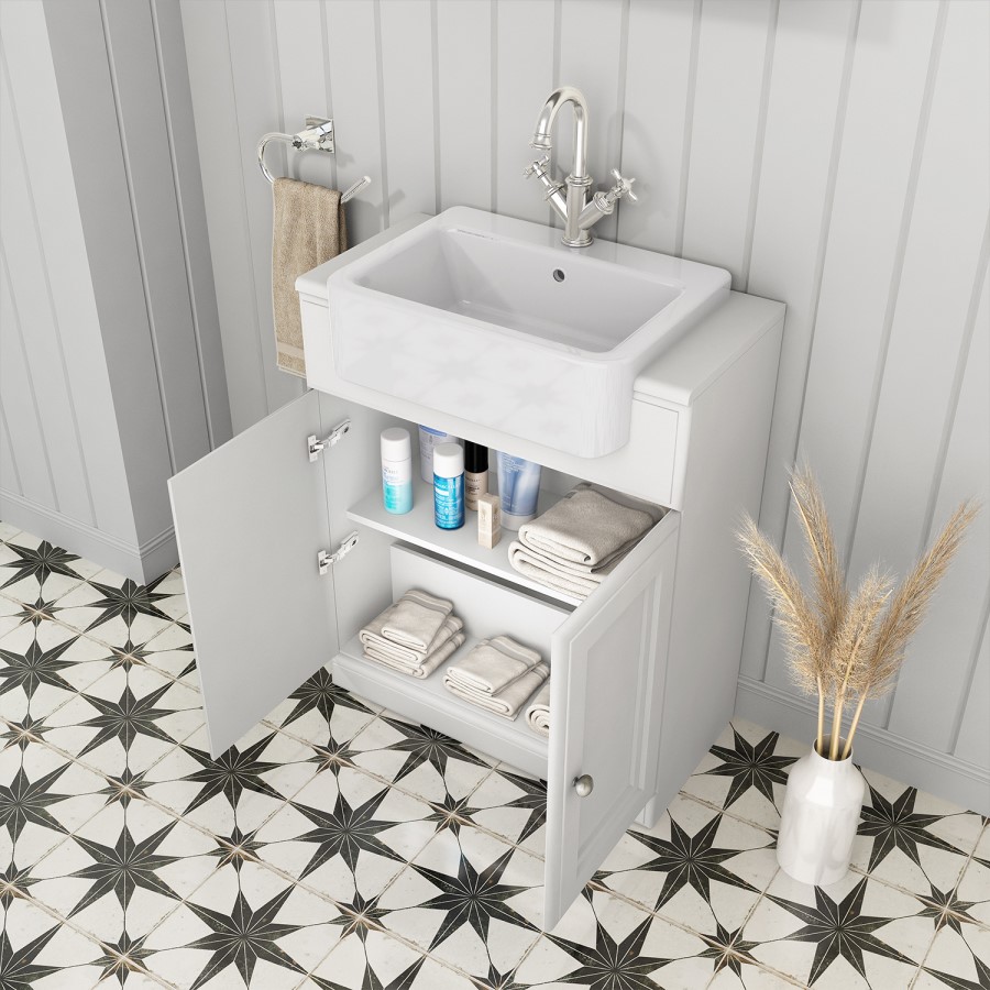 GRADE A2 - 670mm White Freestanding Vanity Unit with Basin - Westbury