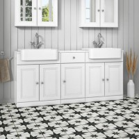 1740mm White Freestanding Double Vanity Unit with Basin and Storage Unit - Westbury
