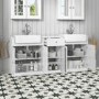 1740mm White Freestanding Double Vanity Unit with Basin and Storage Unit - Westbury