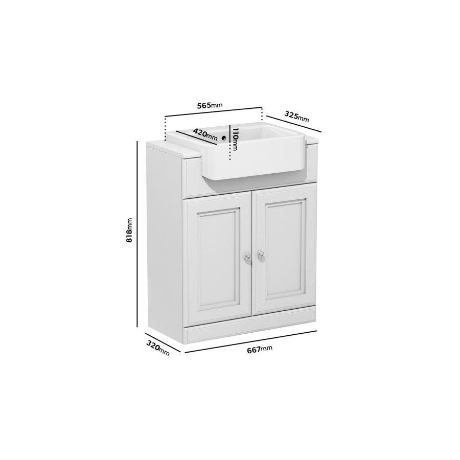 1740mm White Freestanding Double Vanity Unit with Basin and Storage Unit - Westbury