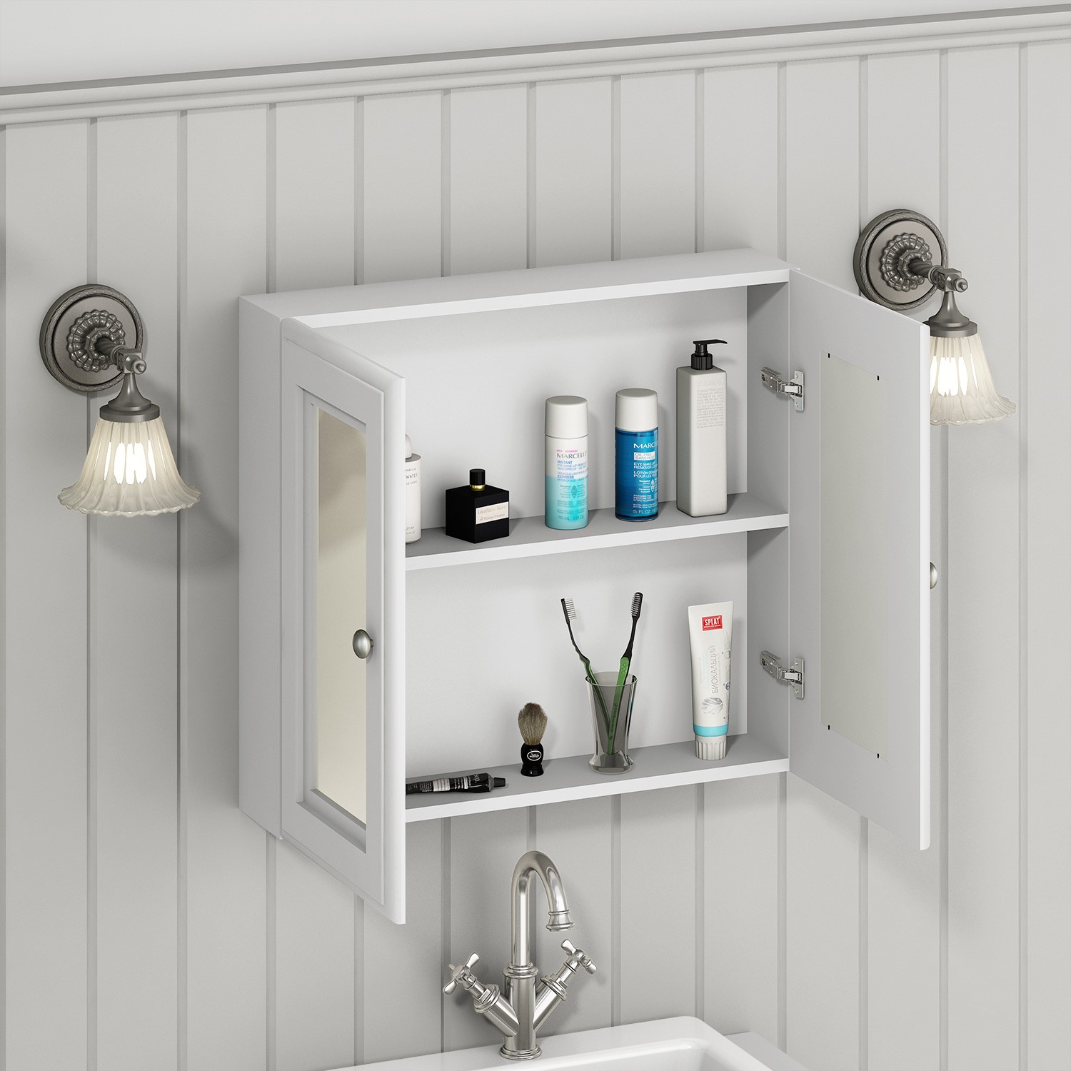 White 2 Door Mirrored Bathroom 667 x 600mm Westbury Better