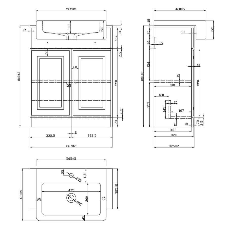 1200mm White Toilet and Sink Unit with Traditional Toilet - Westbury