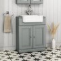 Grade A2 - 670mm Light Grey Freestanding Vanity Unit with Basin - Westbury