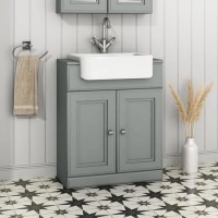 Grade A2 - 670mm Light Grey Freestanding Vanity Unit with Basin - Westbury