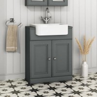 GRADE A1 - 670mm Dark Grey Freestanding Vanity Unit with Basin - Westbury