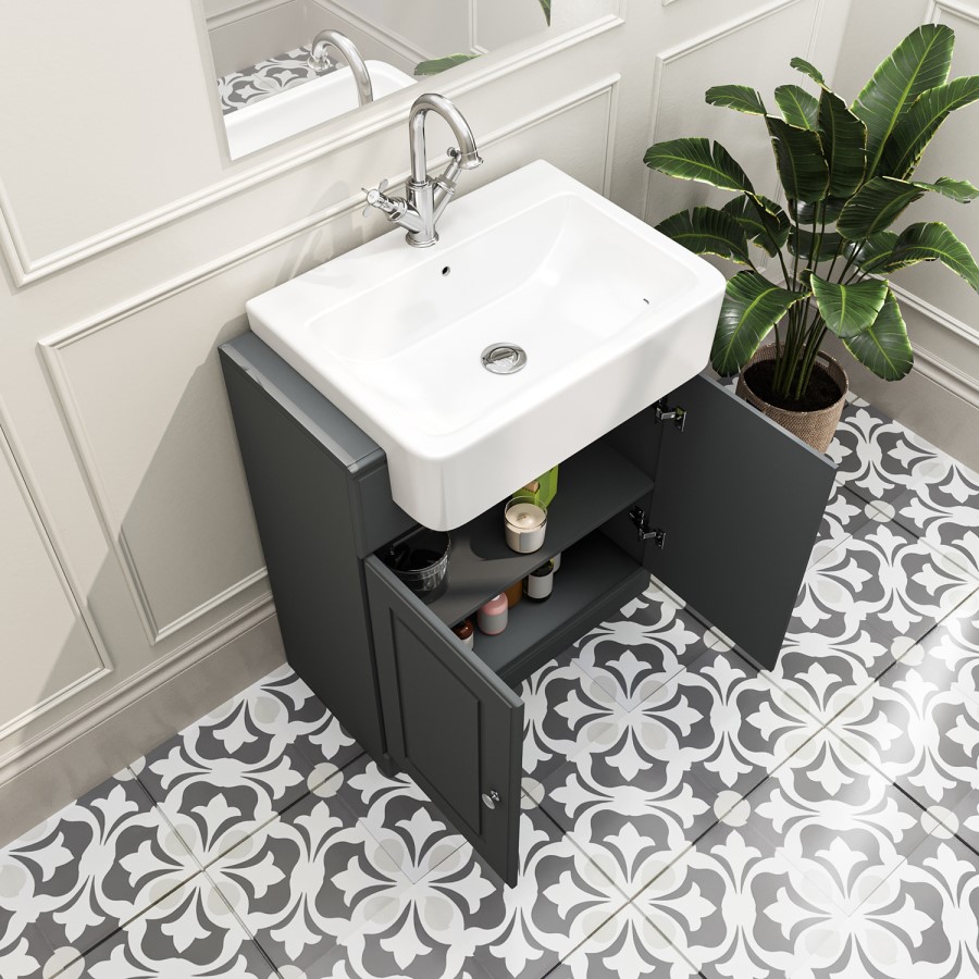 670mm Dark Grey Freestanding Vanity Unit with Basin - Westbury