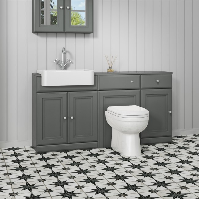 1600mm Dark Grey Toilet and Sink Unit with Traditional Toilet and Storage Unit - Westbury