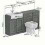 1600mm Dark Grey Toilet and Sink Unit with Traditional Toilet and Storage Unit - Westbury