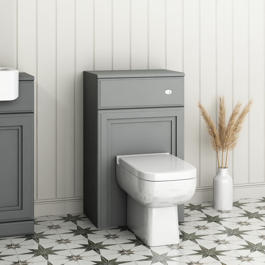 Westbury 500mm WC Unit with Seren Toilet - Matt Mid Grey