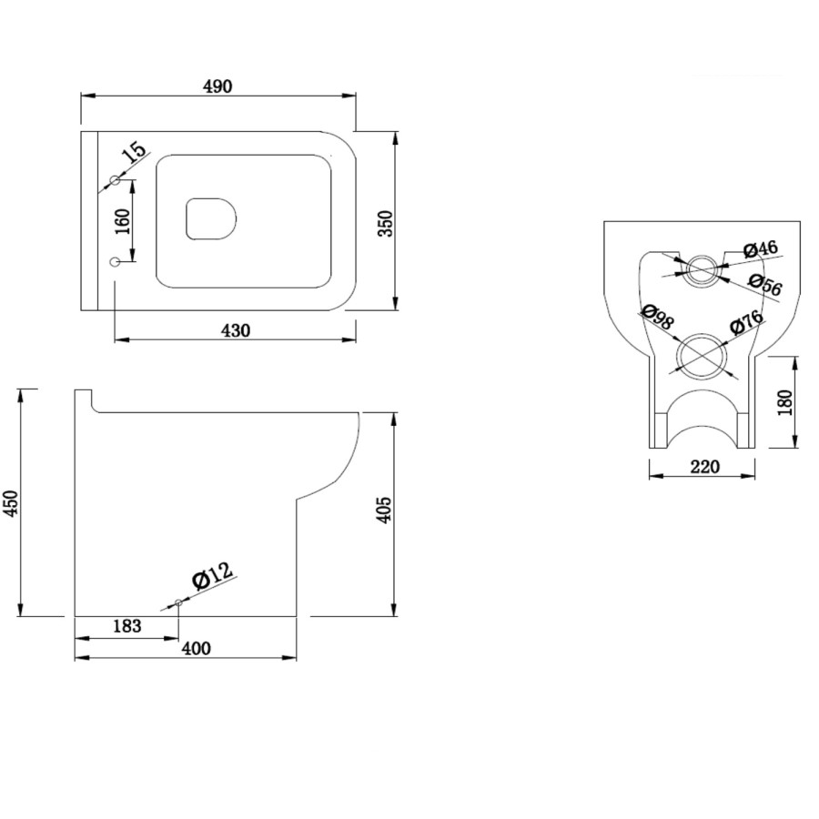 500mm Dark Grey Back to Wall Unit with Modern Toilet - Westbury