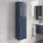ALMOST PERFECT - Double Door Blue Wall Mounted Tall Bathroom Cabinet with Chrome Handles 350 x 1400mm - Ashford