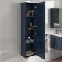ALMOST PERFECT - Double Door Blue Wall Mounted Tall Bathroom Cabinet with Chrome Handles 350 x 1400mm - Ashford