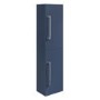 Grade A2 - Double Door Blue Wall Mounted Tall Bathroom Cabinet with Chrome Handles 350 x 1400mm - Ashford