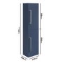 Double Door Blue Wall Mounted Tall Bathroom Cabinet with Chrome Handles 350 x 1400mm - Ashford