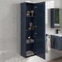 Double Door Blue Wall Mounted Tall Bathroom Cabinet with Black Handles 350 x 1400mm - Ashford