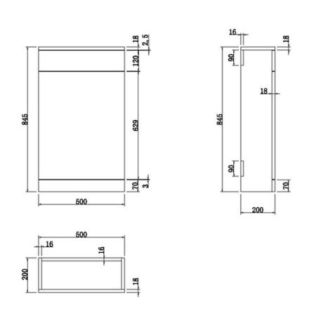 500mm Blue Back to Wall Unit with Chrome Flush and Tabor Toilet - Ashford