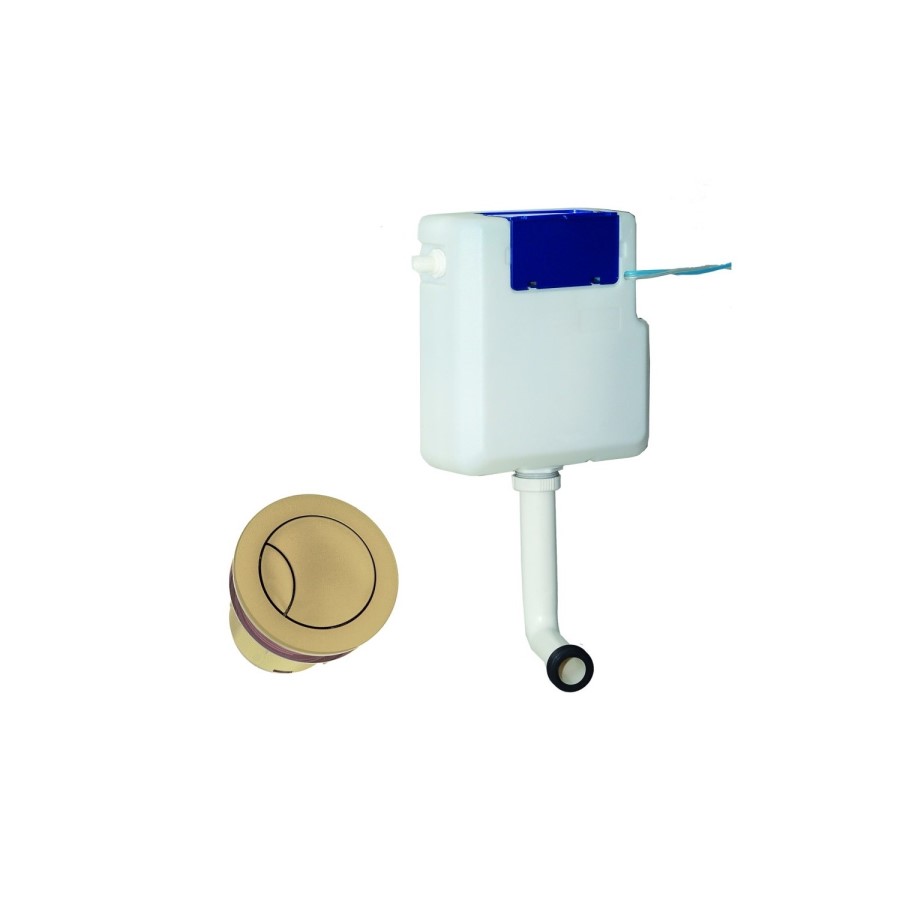 500mm Blue Back to Wall Unit with Brass Flush and Tabor Toilet - Ashford