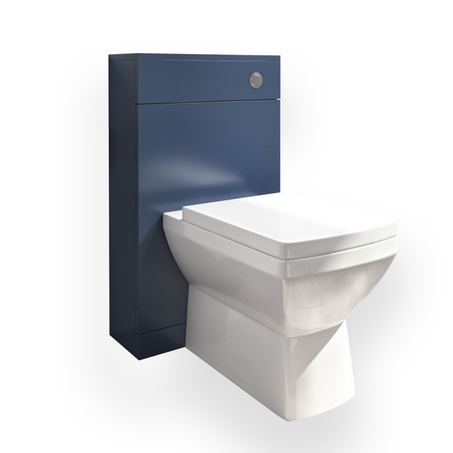 Grade A2 - 500mm Blue Back to Wall Toilet Unit and chrome fittings - Ashford