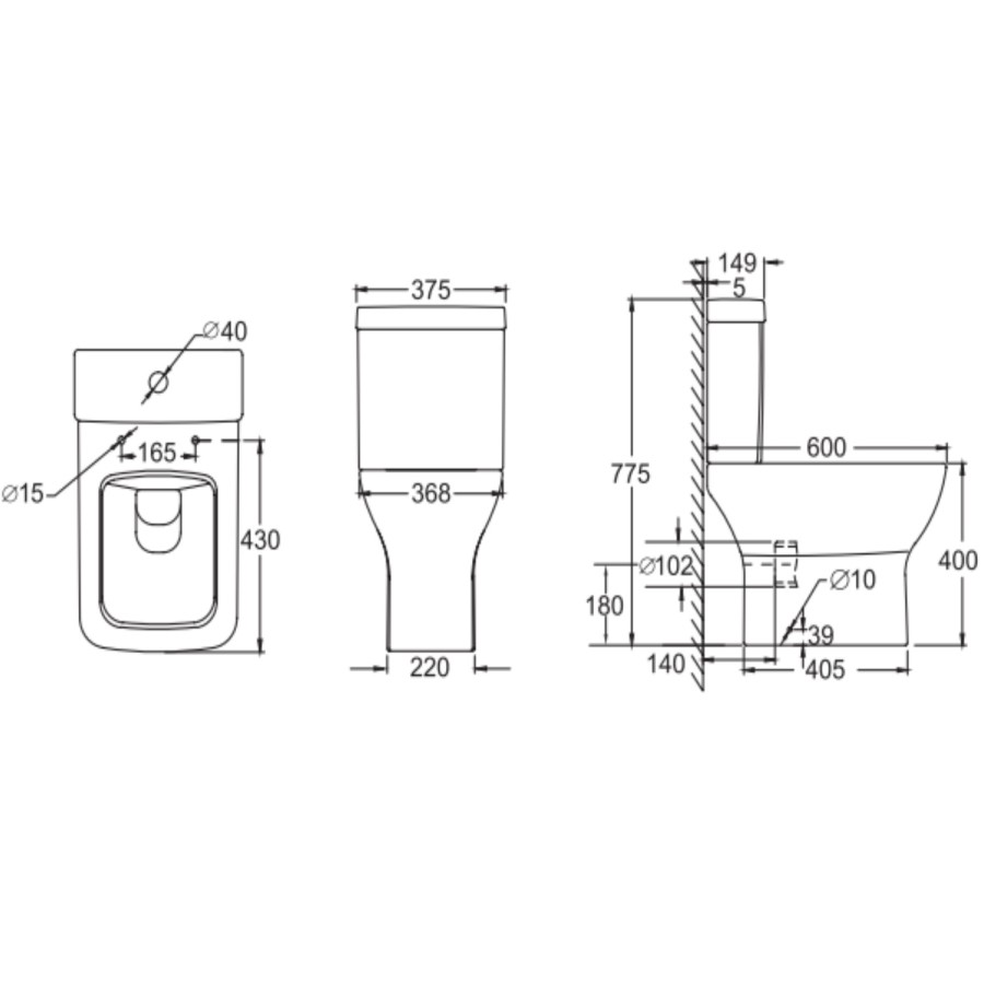 Close Coupled Rimless Toilet with Soft Close Seat - Austin