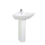 Cloakroom Suite with Pedestal Basin and Square Close Coupled Corner Toilet