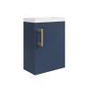 400mm Blue Cloakroom Wall Hung Vanity Unit with Basin and Brass Handle - Ashford