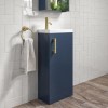 400mm Blue Cloakroom Freestanding Vanity Unit with Basin and Brass Handle - Ashford
