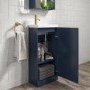 Grade A1 - 400mm Blue Cloakroom Vanity Unit with Basin and Brass Handle - Ashford
