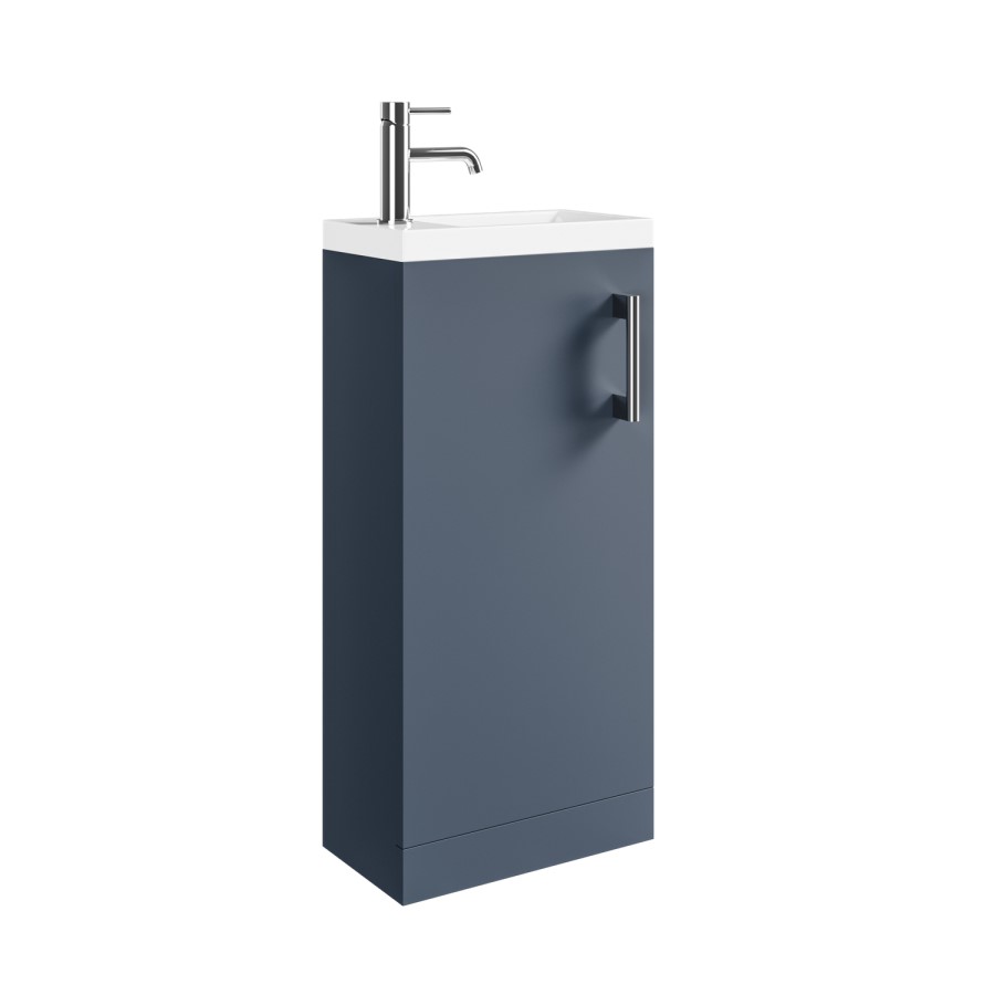 400mm Blue Cloakroom Freestanding Vanity Unit with Basin and Chrome Handle - Ashford