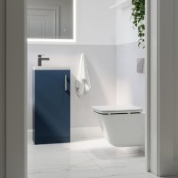 Wall Hung Toilet and Navy Matt Gloss Basin Vanity Unit Cloakroom Suite - Ashford Wall Hung Toilet and Navy Matt Gloss Basin Vanity Unit Cloakroom Suite - Ashford